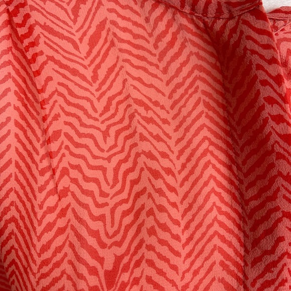 Anthropologie Maeve Tiburon Silk Button Blouse Size M Orange Coral Sheer - Picture 2 of 8
